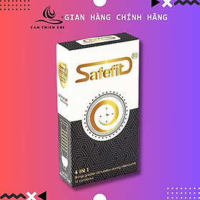 Bao cao su SafeFit 4in1 Gai gân Kéo dài thời gian Size 49 Hộp 12 cái