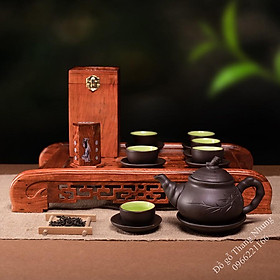 Combo bộ sản phẩm khay trà, ấm chén, hộp trà, ống tăm gỗ hương