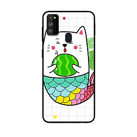 Ốp Lưng in cho Samsung Galaxy M30s Mẫu Mèo Cá Ôm Dưa Hấu - Hàng Chính Hãng
