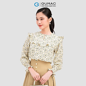 Áo kiểu nữ GUMAC AC11086 cổ bèo họa tiết hoa nhí nữ tính