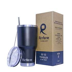 Ly Giữ Nhiệt Nắp Trượt Chống Tràn Rinfere - Tặng Kèm Ống Hút Không Gỉ, Dụng Cụ Vệ Sinh Ông Hút (900ml)