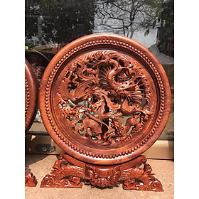 Mua đĩa tứ linh gỗ hương đá đường kính 40 cm