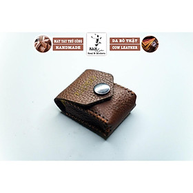 Bao da Zippo da bò thật mill hạt nâu mận mềm mại - chính hãng RAM Leather