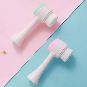 Cọ Rửa Mặt Massage 2 Đầu Cầm Tay Silicon Siêu Sạch Mềm Mịn An Toàn Cho Da - MP083