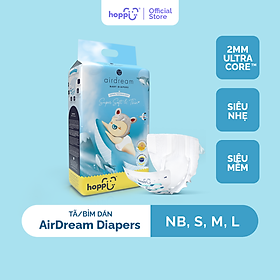 Tã / bỉm dán Hoppi AirDream Diaper số lượng NB 66 / S 56 / M 48 / L 40 miếng