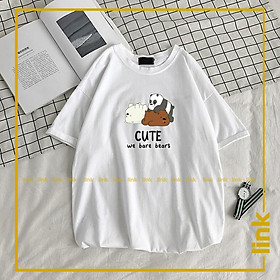 Áo thun unisex GẤU WE BARE BEAR tay lỡ dáng rộng (Đen, Trắng, Xanh, Vàng)