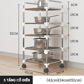 Giá Để Đồ nhiều  Tầng, Kệ Bếp Có Thể Di Chuyển, Kệ Inox Phòng Tắm Có Bánh Xe, Giá Để Đồ Tiết Kiệm Không Gian