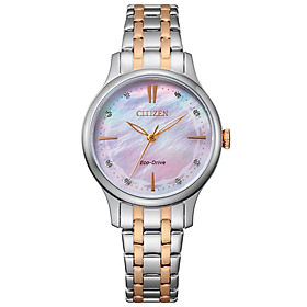 Đồng Hồ Nữ Citizen Đính Đá Swarovski Dây Thép Không Gỉ EM0896-89Y - Mặt Xà Cừ