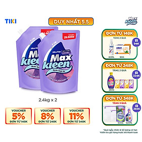 Combo 2 Túi Nước Giặt Xả Maxkleen Hương Nước Hoa Huyền Diệu (2.4kg/túi)