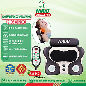 Máy (Gối) Massage Đấm Bóp Cổ Vai Gáy Nikio NK-136DC - Xoa Bóp Con Lăn Kết Hợp Hồng Ngoại, Hỗ Trợ Mát Xa Lưng, Đùi, Tay, Giảm Đau Nhức Toàn Thân - Pin Sạc Không Dây Tiện Lợi