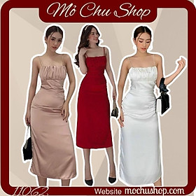 ĐẦM MIDI 2 DÂY PHI NHÍU NGỰC XẺ ĐÙI 79394571 [MỎ CHU SHOP