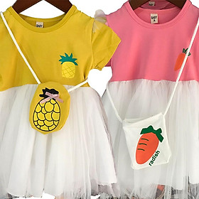 Váy Cho Bé Gái Mùa Hè Cộc Tay Váy Cotton Kèm Túi Màu Vàng Hồng Mềm Cho Bé 2 đến 8 Tuổi Từ 6 Đến 13 Kg Sulykids 2021