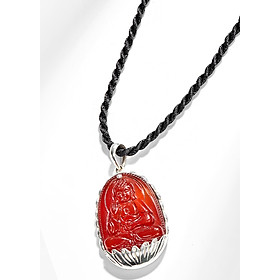 Mặt dây chuyền phật bản mệnh tuổi Tuất Hợi A di đà đá mã não đỏ Ngọc Quý Gemstones