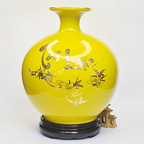 Mua Bình Hút Lộc Gốm Sứ Vàng Vẽ Chữ Tài Lộc - 28 Cm - Mx