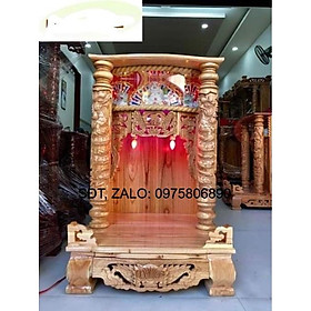 Mua Bàn Thờ Ông Địa Xoan (trụ  hộp đèn  màu nhạt) 56x87x54
