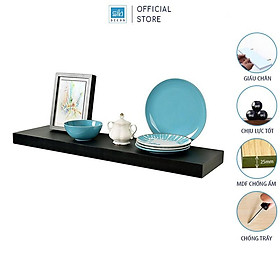 Mua Kệ Gỗ Treo Tường Thanh Ngang Thương Hiệu SIB Decor Màu Đen  Gỗ Dày 25mm Chống Ẩm - Kèm Phụ Kiện Và Thước Cân Bằng