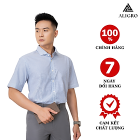 Áo sơ mi nam kẻ cộc tay Custom Fit mã ALGS-C82