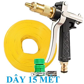 Mua Bộ dây vòi xịt nước rửa xe  tưới cây . tăng áp 3 lần  loại 15m 206236 đầu đồng.đai+ tặng đai