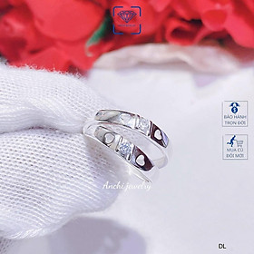 Nhẫn đôi nam nữ khắc trái tim bạc thật đẹp rẻ, Anchi jewelry, quà 8 3