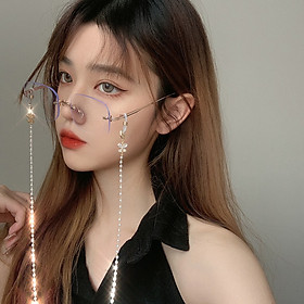 Dây đeo gọng kính đeo khẩu trang chuỗi hạt ngọc trai nhỏ mix cánh bướm đá lấp lánh phong cách nhẹ nhàng Hàn Quốc