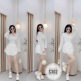 Bigsize 60-90KG vmart Set áo sơ mi S302 hàng Quảng Châu cao cấp chiết eo giấu bụng