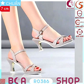 Giày cao gót nữ màu ghi 7p RO386 ROSATA tại BCASHOP kiểu dáng sandal, hở mũi, mang vào nịnh chân và tôn dáng cực kì