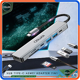 Mua Hub Type C ASWEI 7 in 1 To HDMI  USB 3.0  SD  TF  USB C  PD - Hub Chuyển Đổi USB Type C 7 Cổng - Cổng Chia USB  Ổ Chia USB Tốc Độ Cao Dành Cho Macbook  Laptop  PC  Máy Tính Bảng  Điện Thoại - Hàng Chính Hãng