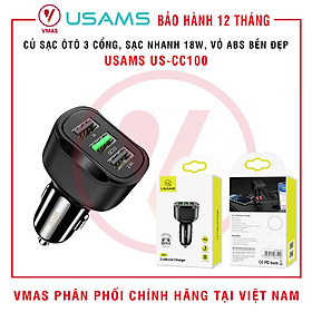 Mua Củ sạc nhanh ôtô 3 cổng USAMS US-CC100 C17 với QC 3.0   hàng chính hãng