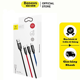 Mua Cáp sạc 3in1 Baseus Three Primary Colors Fast Charging Cable 3.5A CAMLT-BSY USB to C+M+L- hàng chính hãng