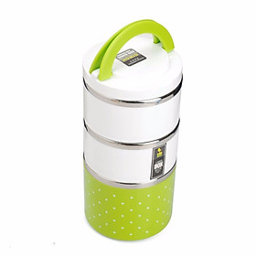 Mua Cà men giữ nhiệt inox 3 tầng họa tiết chấm bi