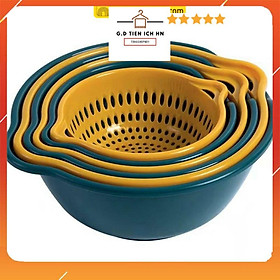 Mua Bộ rổ nhựa đựng thực phẩm kèm chậu 6 Món cao cấp (3 chậu - 3 rổ)