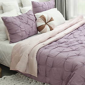 Mua Chăn (Mền) Lụa Tơ Tằm Khâu Tay Họa Tiết Hoa Dúm Kim Cương Màu Tím Lilac