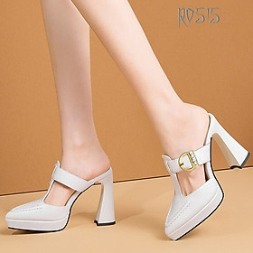 Giày sandal nữ cao gót 8 phân hàng hiệu rosata hai màu đen trắng thời trang ro515
