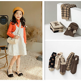 LỐ 10 ĐÔI TẤT GẤU CỔ CAO TONE TRÀ SỮA SIÊU XINH CHO BÉ