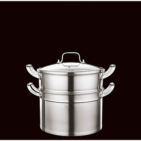 Mua Bộ nồi hấp 2 tầng vung kính Inox dầy nặng 3kg IN24
