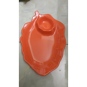 Mua Dĩa lá 2 ngăn đựng trái cây  đồ ăn vặt nhựa Melamine nhiều màu