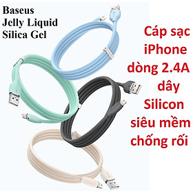 Cáp sạc iP dòng 2.4A dây silicon siêu mềm Baseus Jelly Liquid Silica Gel model CAGD00001 - Hàng chính hãng - Đen - 1.2m