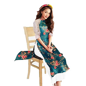 Set áo dài truyền thống lụa nhũ