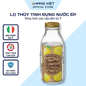 Chai thủy tinh nắp vặn Quattro 1000ml, đựng nước ép trái cây, sinh tố - Nhập khẩu Ý -365600 - Chai 1000ml