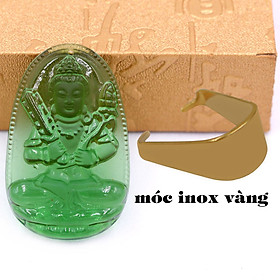 Mặt dây chuyền Phật Hộ mệnh tuổi Sửu, Dần - Phật Hư Không Tạng Pha Lê Xanh lá - Size phù hợp cho nam và nữ - Tặng kèm móc inox