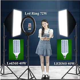 Mua Combo Bộ 3 Đèn Chụp Ảnh Thời Trang Chuyên Nghiệp  Setup Trọn Bộ Đèn Quay Video Chụp Sản Phẩm  Bóng Led360 + Led Ring Hàng Chính Hãng