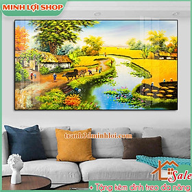 Mua Tranh tráng gương MDF cao cấp làng quê  đồng quê Việt Nam TẶNG KÈM ĐINH TREO ĐQ17
