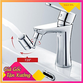 Đầu vòi nước xoay tiện lợi, Đầu nối vòi nước tăng áp xoay 720 độ lắp vòi nước chậu rửa bát chén lavabo với 2 chế độ nước