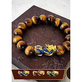 Vòng Tay Đá Mắt Hổ Nâu Tỳ Hưu Đổi Màu V14