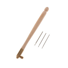Wooden Hook with Replacement Needles, 0.7mm 1.0mm 1.2mm, 3 Sizes,