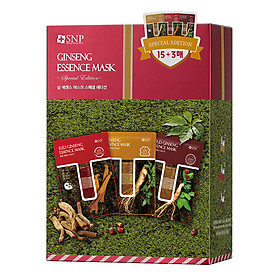 Hộp Mặt Nạ 3 Loại Nhân Sâm SNP Ginseng Essence Mask (18 Miếng)