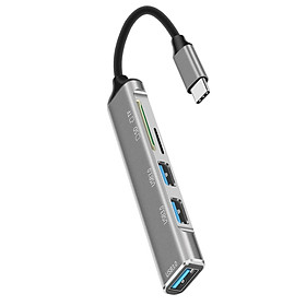 5 in 1 USB 3.0  Adapter Hub  TF Card Reader Professional Durable Grey