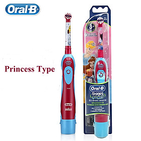 Oral B Kids Electric Toothbrush Soft Bristle Battery Power Supply Gum Care Replaceable Brush Head 2 Minutes Timer Teeth Brush - Princess design