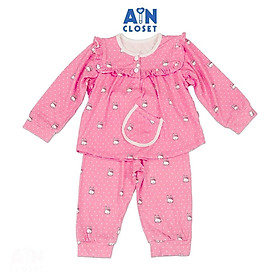 Bộ quần áo Dài bé gái họa tiết Thỏ Bi Hồng Thun lụa - AICDBGNELQVB - AIN Closet