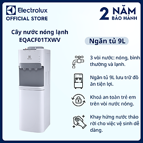 [Freeship] Cây nước nóng lạnh Electrolux bình úp trên trắng có ngăn chứa đồ - EQACF01TXWV - 3 vòi nước: nóng, bình thường và lạnh, ngăn tủ 9L [Hàng chính hãng]